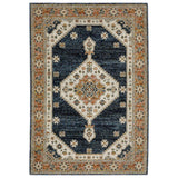 2' X 3' Blue And Orange Medallion Area Rug
