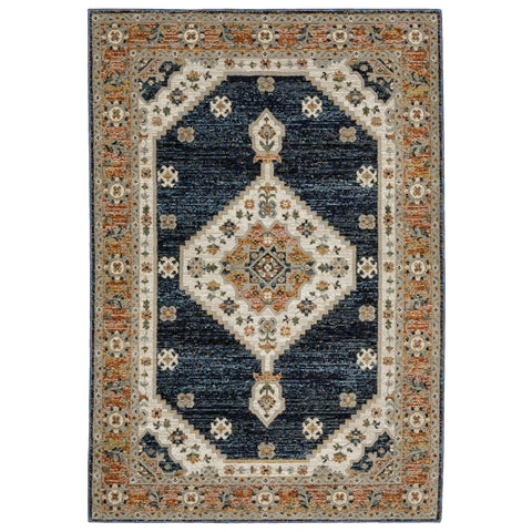 2' X 3' Blue And Orange Medallion Area Rug