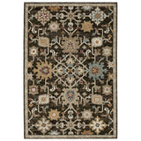 2' X 3' Brown Black And Ivory Oriental Area Rug