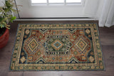 2' X 3' Blue Gray And Brown Tribal Area Rug