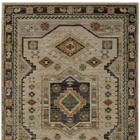 2' X 3' Gray And Green Tribal Area Rug