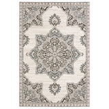 5' X 8' Gray And Blue Medallion Area Rug