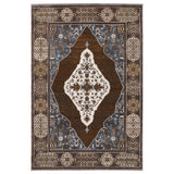 5' X 8' Gray And Blue Medallion Area Rug