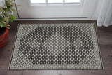 3' X 5' Black And Gray Diamond Area Rug With Fringe