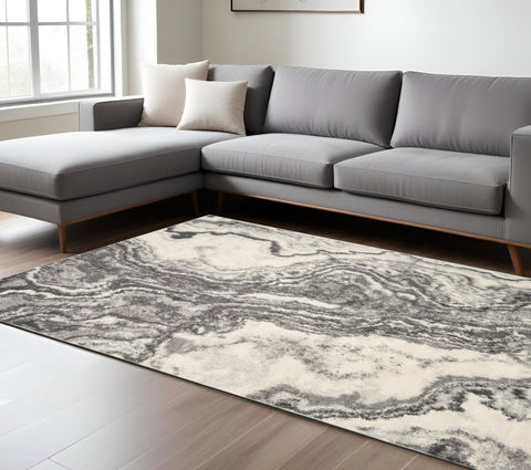3' X 5' Gray And Black Medallion Area Rug With Fringe