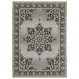 3' X 5' Gray And Black Medallion Area Rug With Fringe