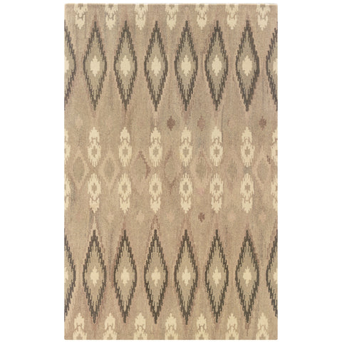 4' X 6' Beige And Ivory Wool Abstract Hand Tufted Area Rug