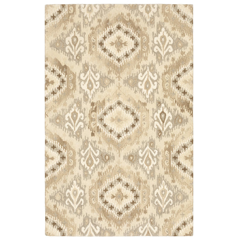 4' X 6' Beige And Ivory Wool Abstract Hand Tufted Area Rug