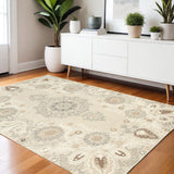 4' X 6' Sand Wool Floral Hand Tufted Area Rug
