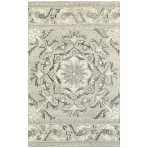 4' X 6' Ivory Wool Floral Hand Tufted Area Rug