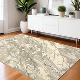 4' X 6' Beige And Ivory Wool Abstract Hand Tufted Area Rug