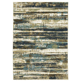 5' X 8' Beige And Blue Abstract Area Rug