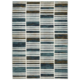 5' X 8' Ivory And Blue Geometric Area Rug
