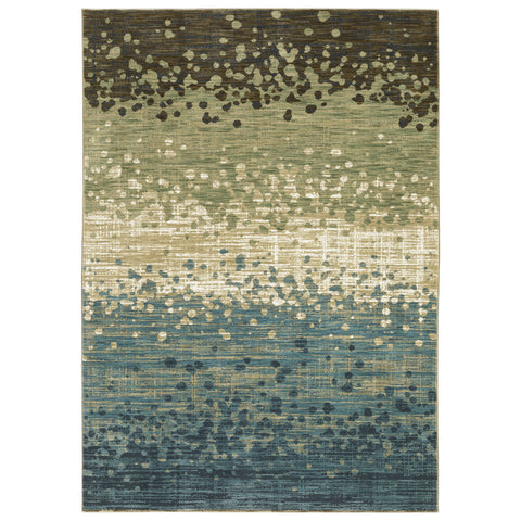 5' X 8' Blue And Brown Abstract Area Rug