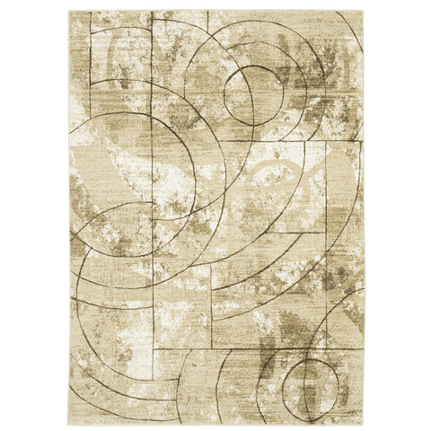 5' X 8' Beige And Brown Geometric Area Rug
