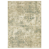 5' X 8' Beige And Blue Geometric Area Rug