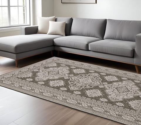 7' X 10' Gray Medallion Area Rug