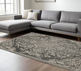 7' X 10' Gray And Light Gray Oriental Area Rug