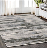 5' X 8' Gray And Ivory Abstract Area Rug With Fringe