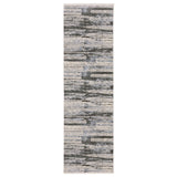 8' Gray And Ivory Abstract Runner Rug With Fringe