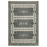 7' X 10' Gray And Blue Medallion Area Rug