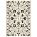 7' X 10' Ivory And Gray Oriental Area Rug
