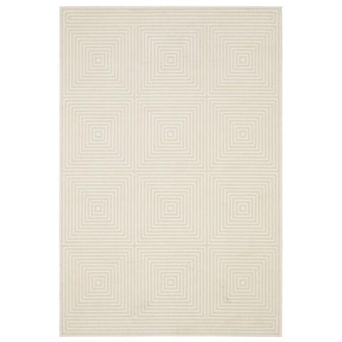 7' X 10' Ivory And Beige Geometric Area Rug