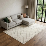 7' X 10' Ivory And Taupe Geometric Area Rug