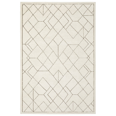 7' X 10' Ivory And Taupe Geometric Area Rug