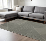 7' X 10' Gray And Ivory Geometric Area Rug