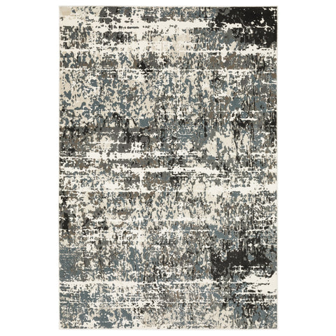 7' X 10' Ivory And Gray Abstract Area Rug