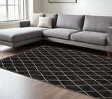 7' X 10' Charcoal And Ivory Trellis Area Rug