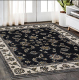 5' X 8' Ivory Oriental Area Rug With Fringe