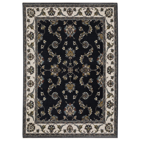 5' X 8' Ivory Oriental Area Rug With Fringe