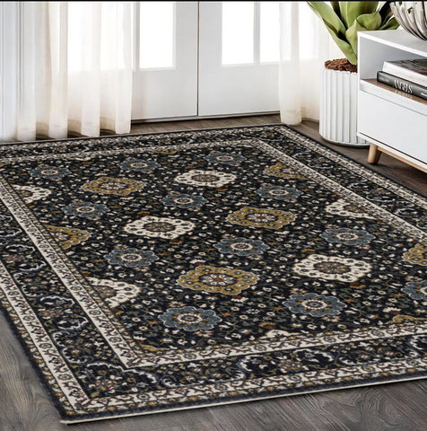 5' X 8' Gold Medallion Area Rug With Fringe