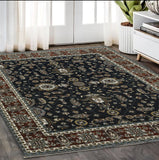 5' X 8' Rust Oriental Area Rug With Fringe