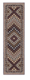 8' Blue Red And Ivory Diamond Runner Rug With Fringe