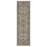 8' Ivory And Rust Floral Runner Rug With Fringe