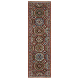 8' Pink And Red Medallion Runner Rug With Fringe