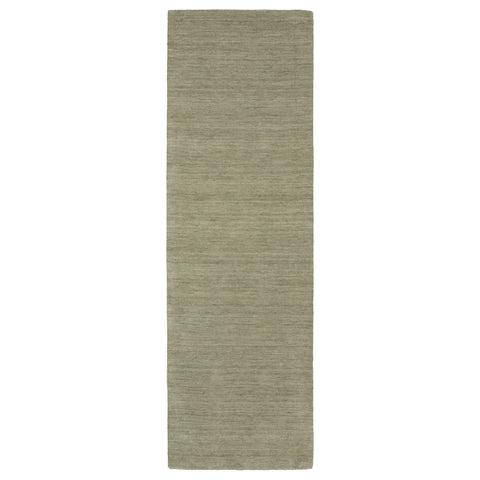 8' Sage And Green Wool Hand Tufted Runner Rug