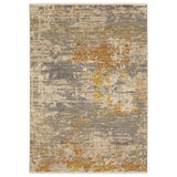 5' X 8' Beige And Gold Abstract Area Rug With Fringe