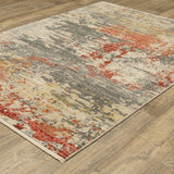 5' X 8' Beige And Pink Abstract Area Rug With Fringe