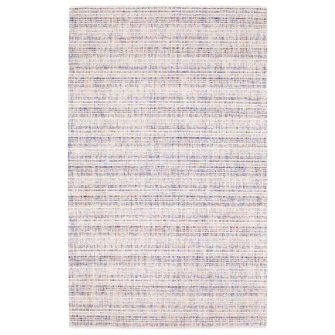 5' X 8' Ivory Blue And Yellow Striped Hand Tufted Area Rug
