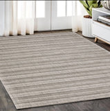 5' X 8' Gray And Ivory Striped Hand Tufted Area Rug