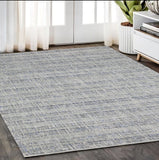 5' X 8' Gray And Blue Striped Hand Tufted Area Rug