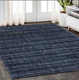 5' X 8' Blue Striped Hand Tufted Area Rug