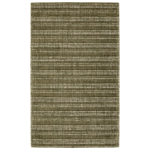 5' X 8' Green And Ivory Striped Hand Tufted Area Rug