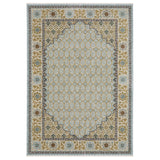 3' X 5' Blue And Gold Oriental Area Rug With Fringe
