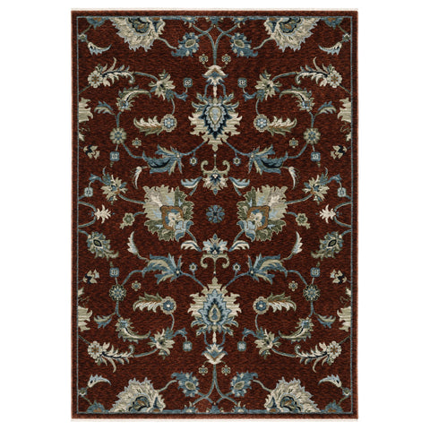 8' Red Teal And Green Oriental Runner Rug With Fringe
