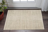 3' X 5' Beige And Brown Geometric Area Rug With Fringe